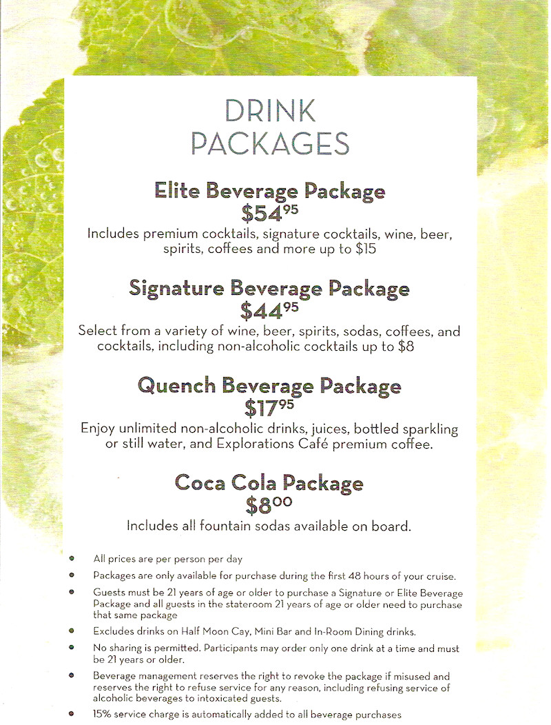 Soda Prices on HAL Holland America Line Cruise Critic Community